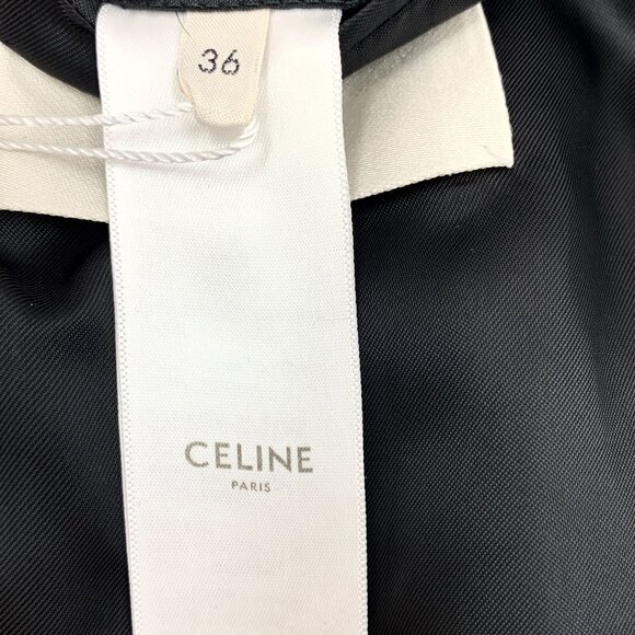 Celine Grey Checkered Wool Lapel Single-Breasted Long-Sleeved Suit Overcoat Coat - Picture 4 of 7